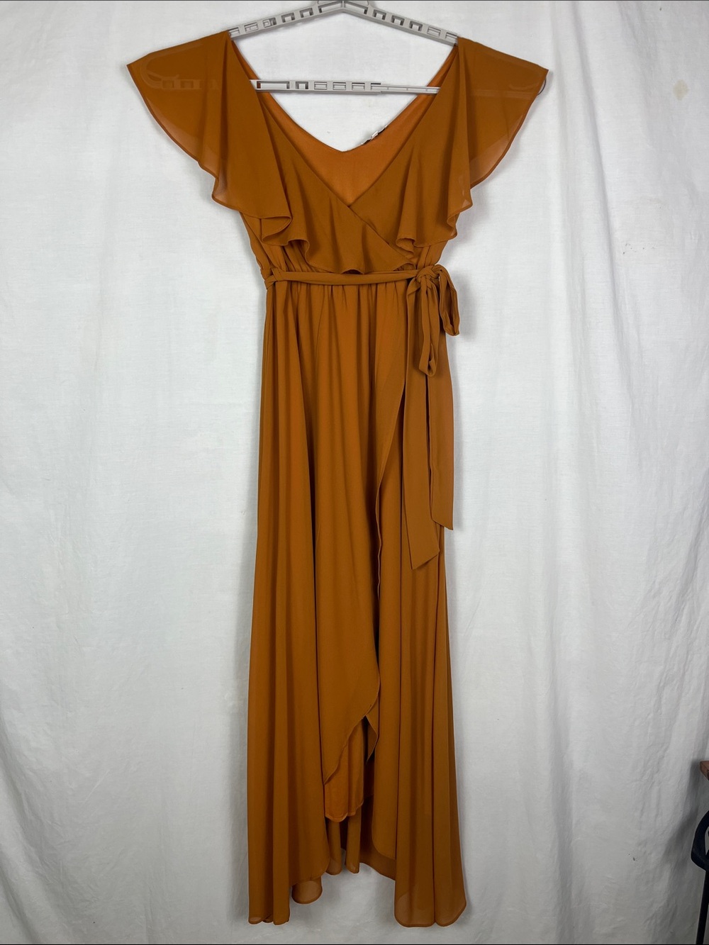 Baltic Born Rust Brown Sleeveless V Neck Faux Wrap Maxi Dress